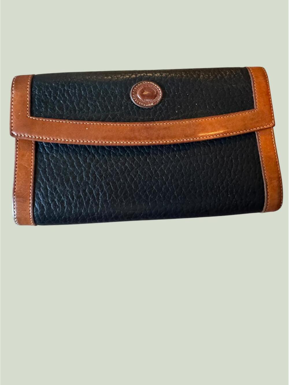 Vintage Dooney & Bourke USA Leather Wallet Black Tan